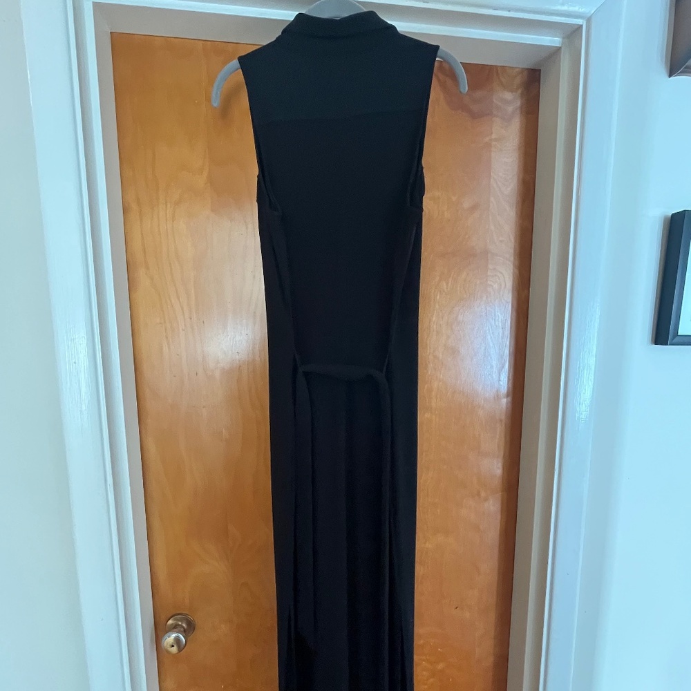 Boston Proper Black Beyond Travel Belted Side Slits Maxi Dress Sz S 6-8 - Picture 14 of 14